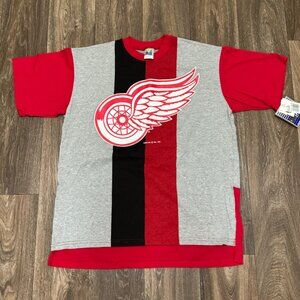VTG Detroit Red Wings Shirt Men's Large Red Colorblock 90s Retro NHL Competitor